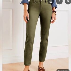 NWOT Talbots Slim Ankle Jeans, moss / olive green, Size 8 Long